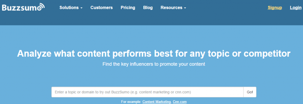 Buzzsumo for social media analytics