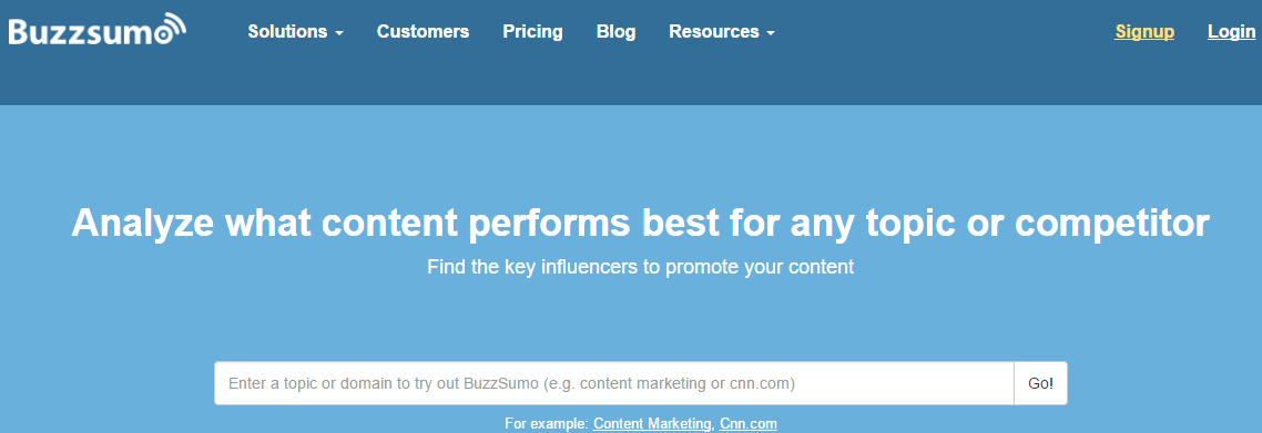 Analyse your content with Buzzsumo