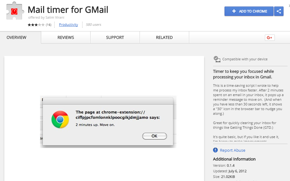 Mail Timer for gmail : A gmail plugin