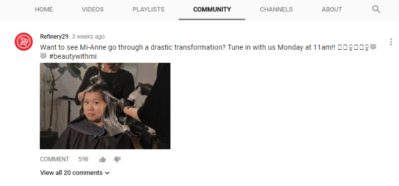 Sharing exclusive content details through youtube community tab