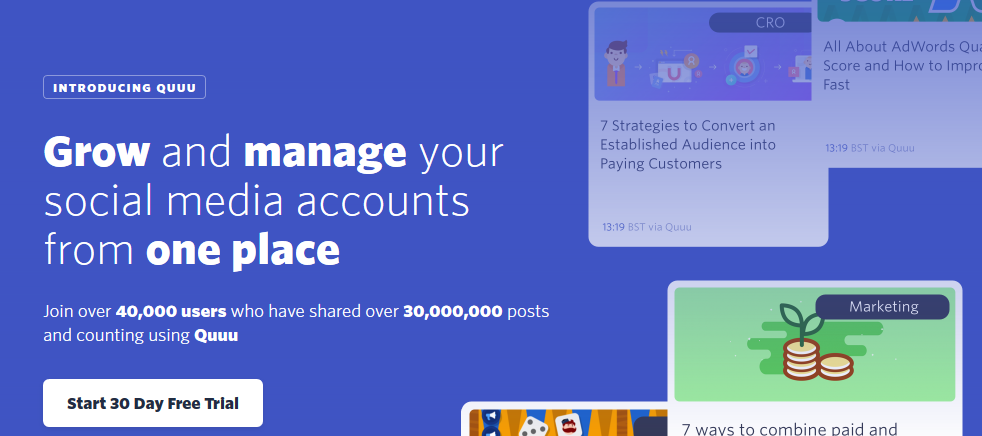 Manage your social media accounts from one place with Quuu