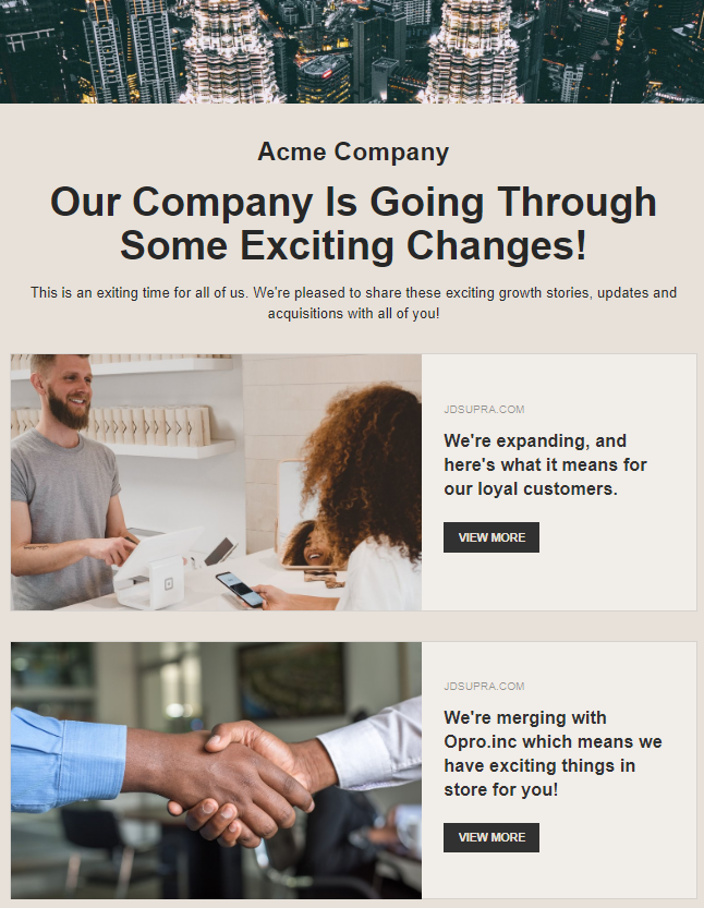 Providing updates on changes happening in company by newsletters