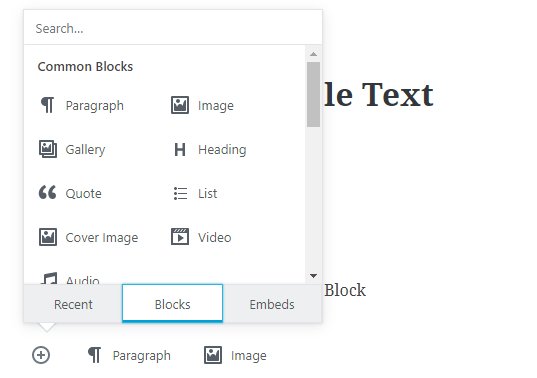 Gutenberg, WordPress's new editor's block screenshot