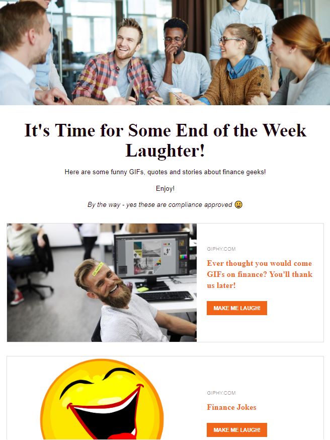 Sharing jokes by company newsletter 