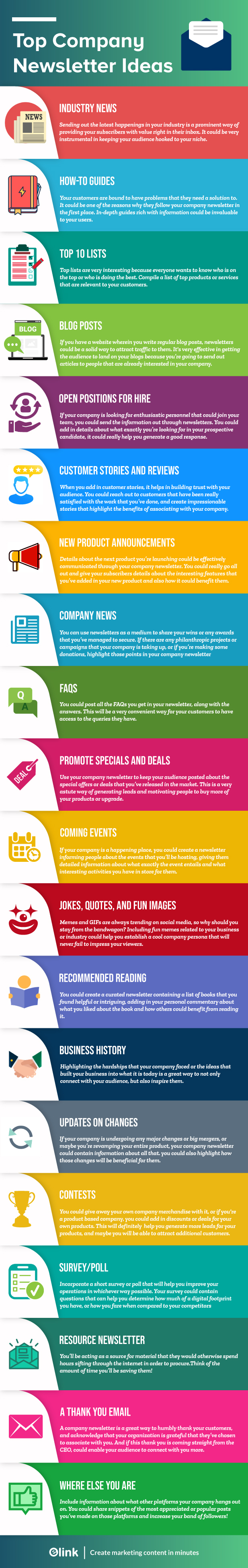 Company newsletter ideas infographic