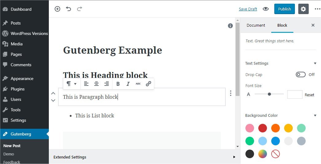 WordPress Gutenberg block preview