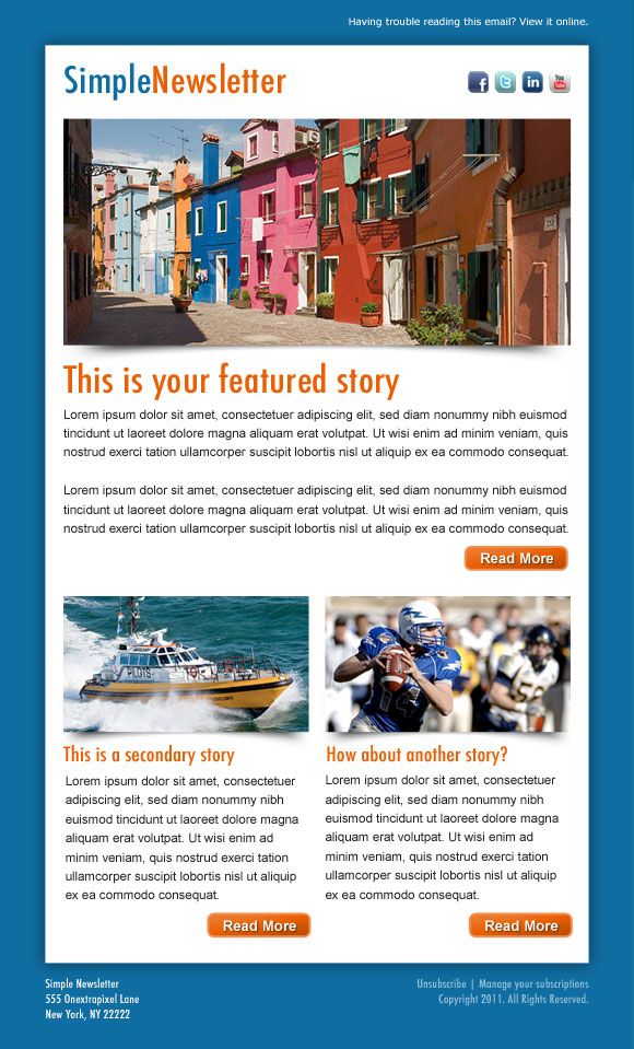  HTML newsletter example designed in adobe photoshop