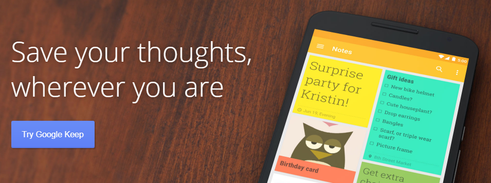 Google keep as an Evernote alternative for all your thoughts