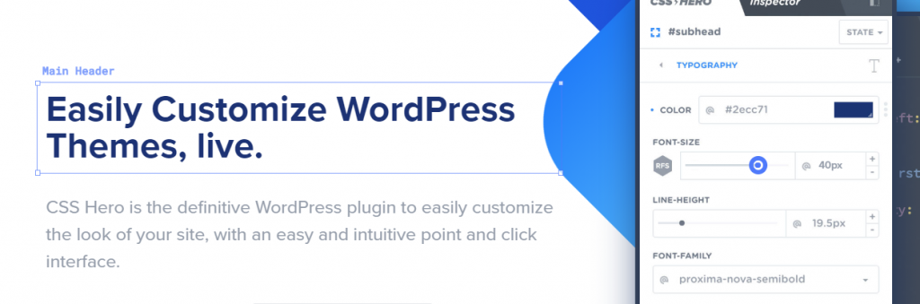 CSS hero for customisation of WordPress themes.