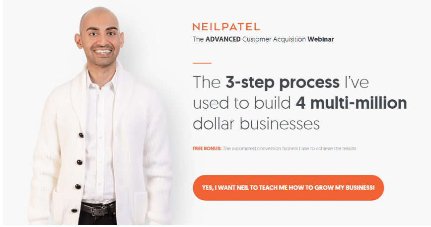 Online webinar by neil patel used as a lead magnet
