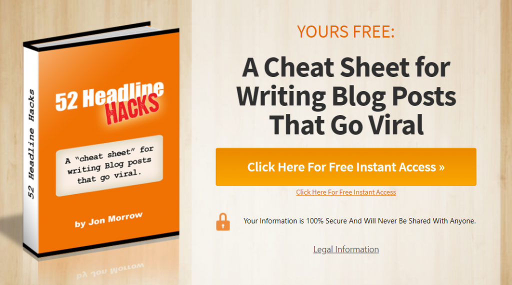 Cheat sheet used as a lead magnet