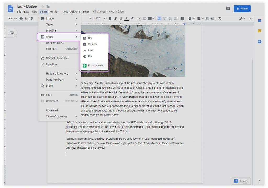 Tip on adding charts and images to google docs