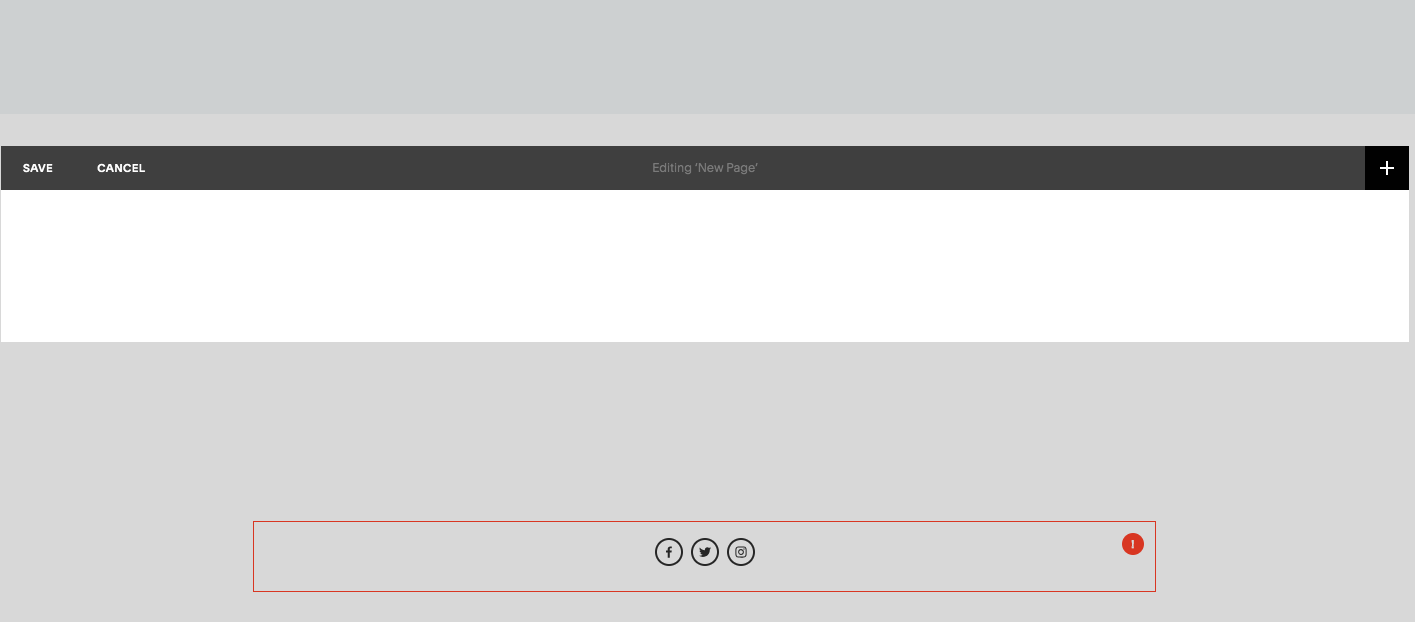 Preview of plus button in squarespace website