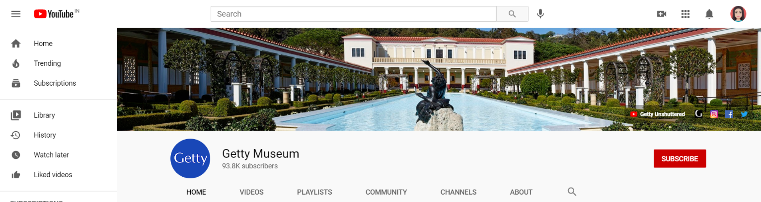 Getty Museum: Art youtube channel