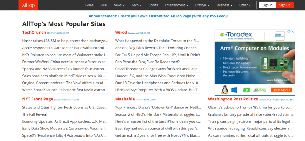 Alltop: News aggregator website