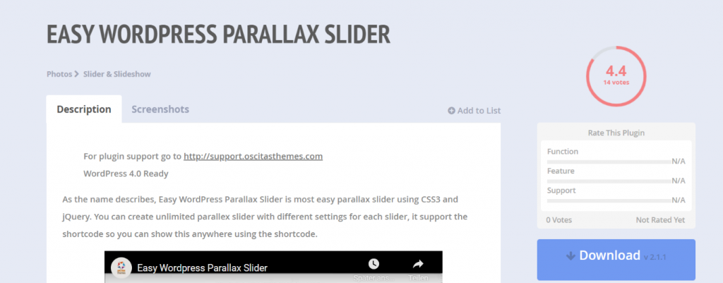 Easy parallax slider:  WordPress slider and carousel plugin