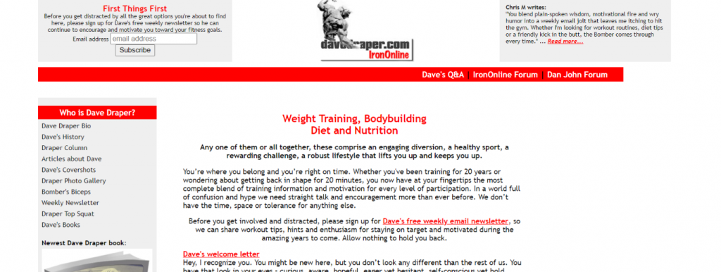 Dave drapper: Bodybuilding blog and website