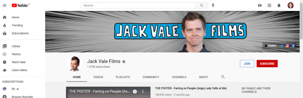 Jack vale films: Prank youtube channel