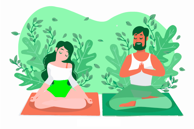 A couple doing meditation for spiritual achievement