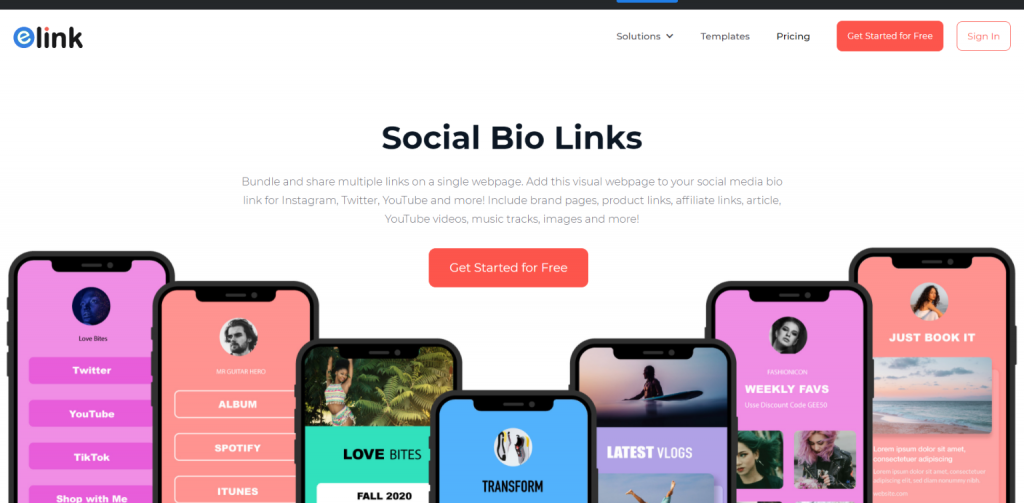 elink.io: social bio link creator