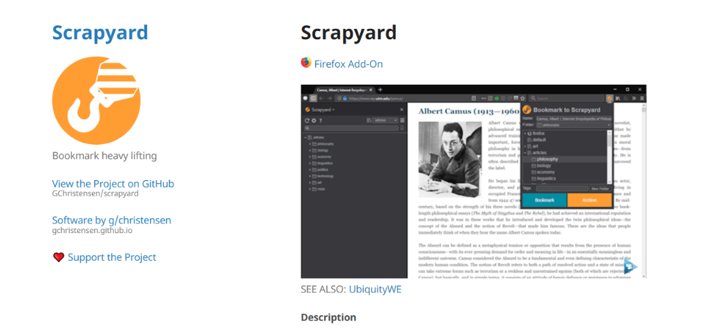 Scrapyard: Firefox bookmark manager