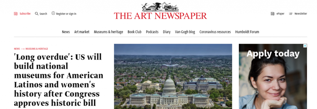 The art newspaper: Art magazine and publication