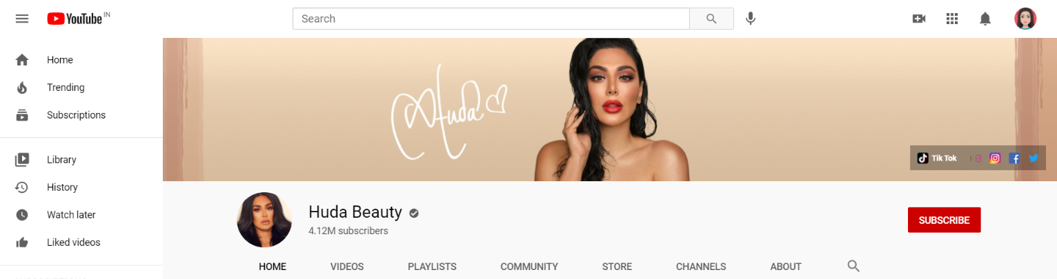 Huda beauty: Makeup youtube channel