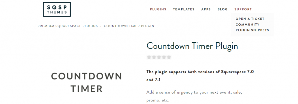 Countdown timer plugin: Squarespace plugin