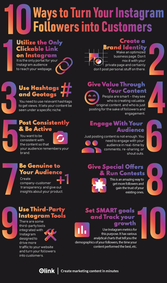 Inforgraphic of ways to turn instagram followers to customers