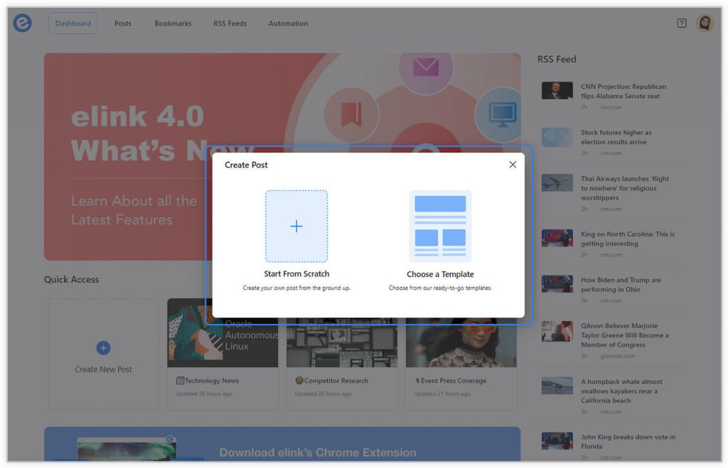 Create a new post in Elink.io