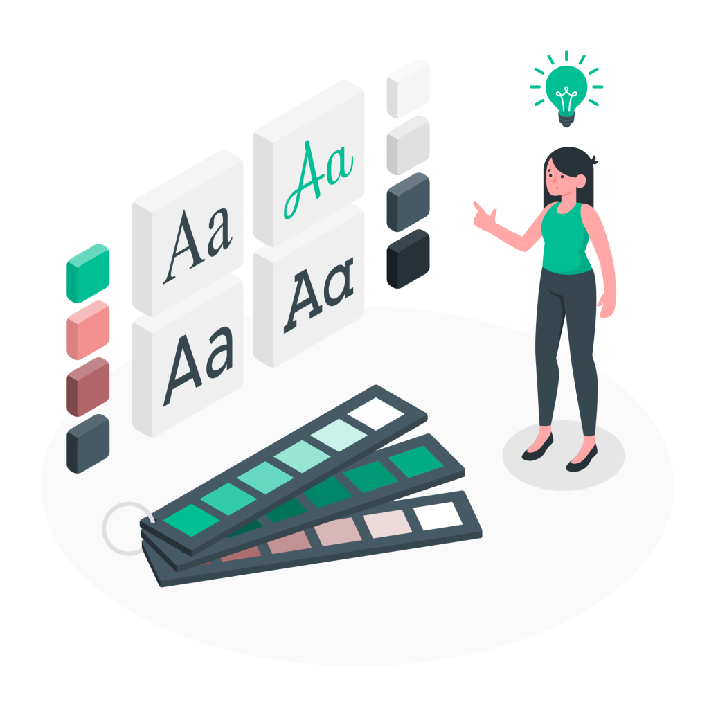 A girl creating design for newsletter header