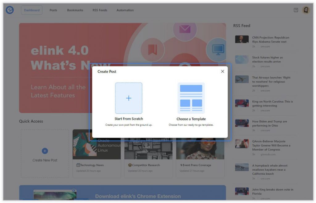 create new post in elink.io