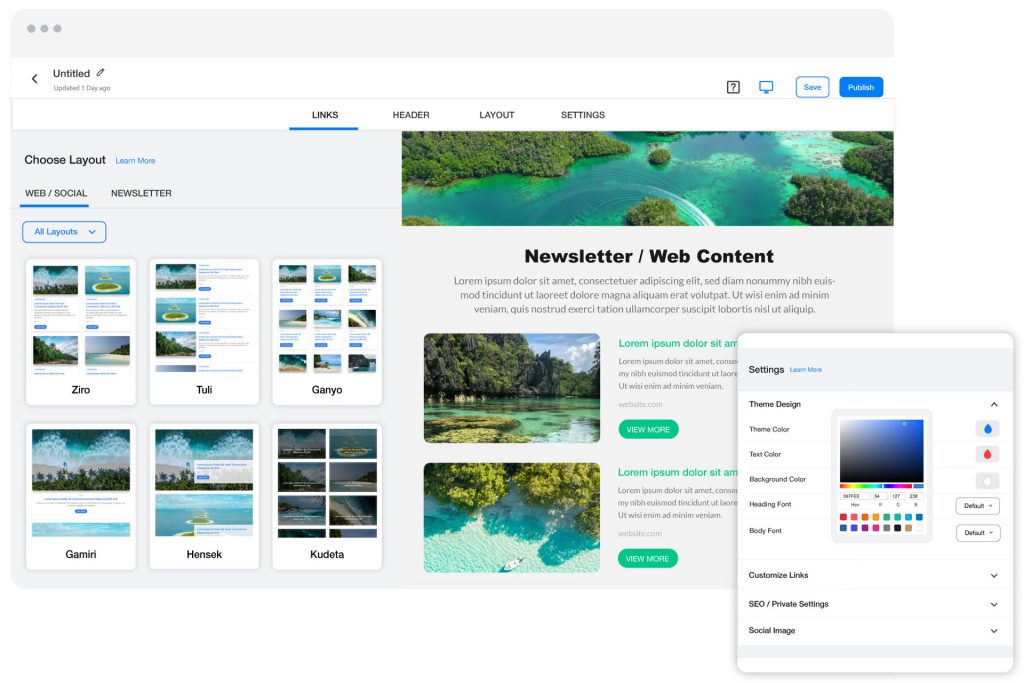 Design newsletter with 50+ beautiful layouts- Elink.io