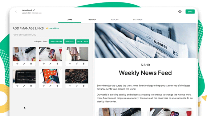 Format the newsletter with easy drag and drop