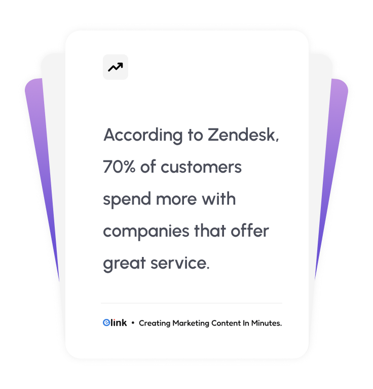 According to Zendesk, 70% of customers spend more with companies that offer great service