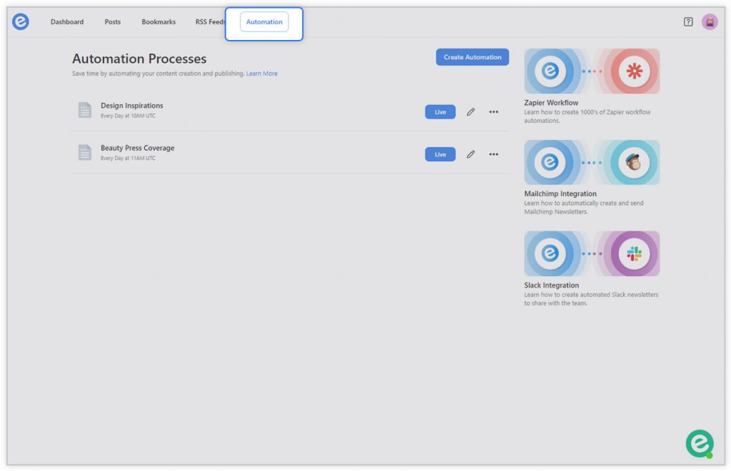 Automation tab