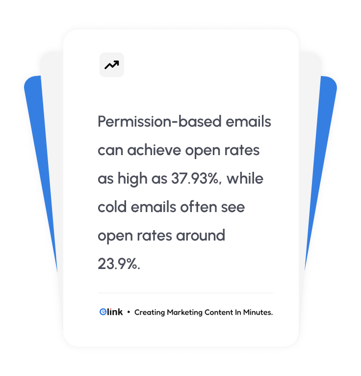  permission-based emails can achieve open rates as high as 37.93%, while cold emails often see open rates around 23.9%