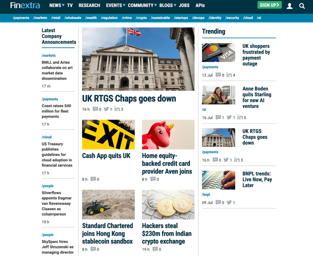 Finextra- Top Fintech Site