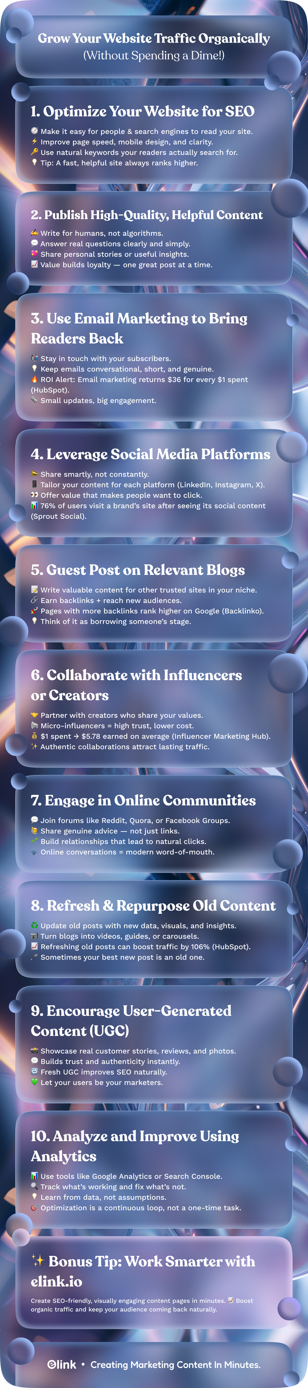 How to Increase Website Traffic Without Paid Ads- Infographic