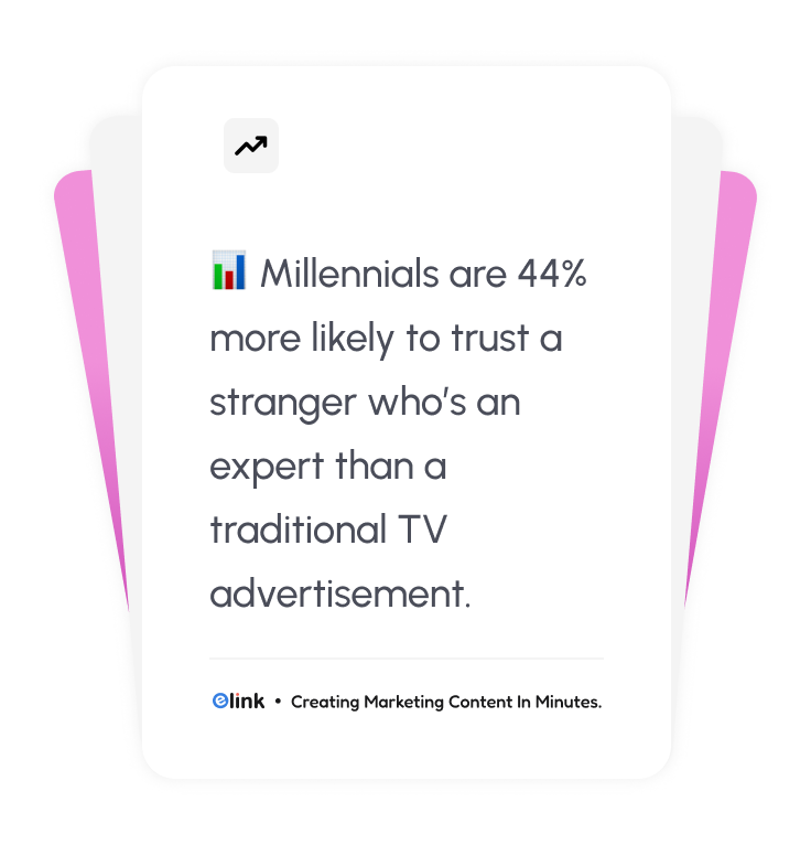 millennials are 44% more likely to believe a stranger who’s an expert than an advertisement on TV.​