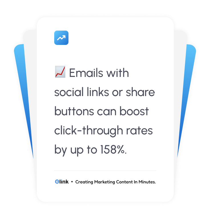 Emails with social links or share buttons can boost click-through rates by up to 158%
