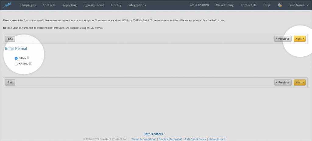 Select HTML as email format