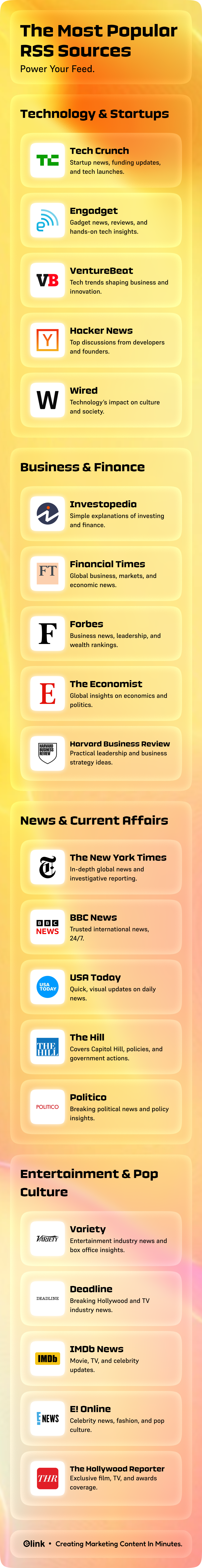 Top 20 RSS Feeds to Follow- Infographic