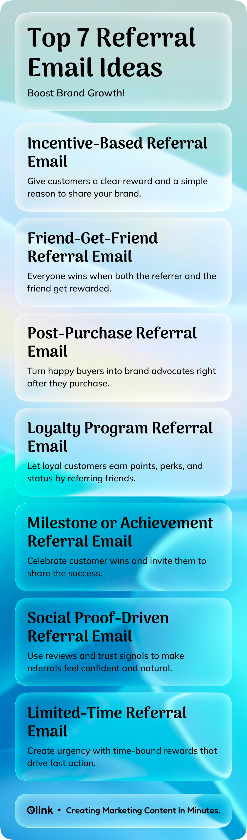 top 7 referral email ideas- infographic