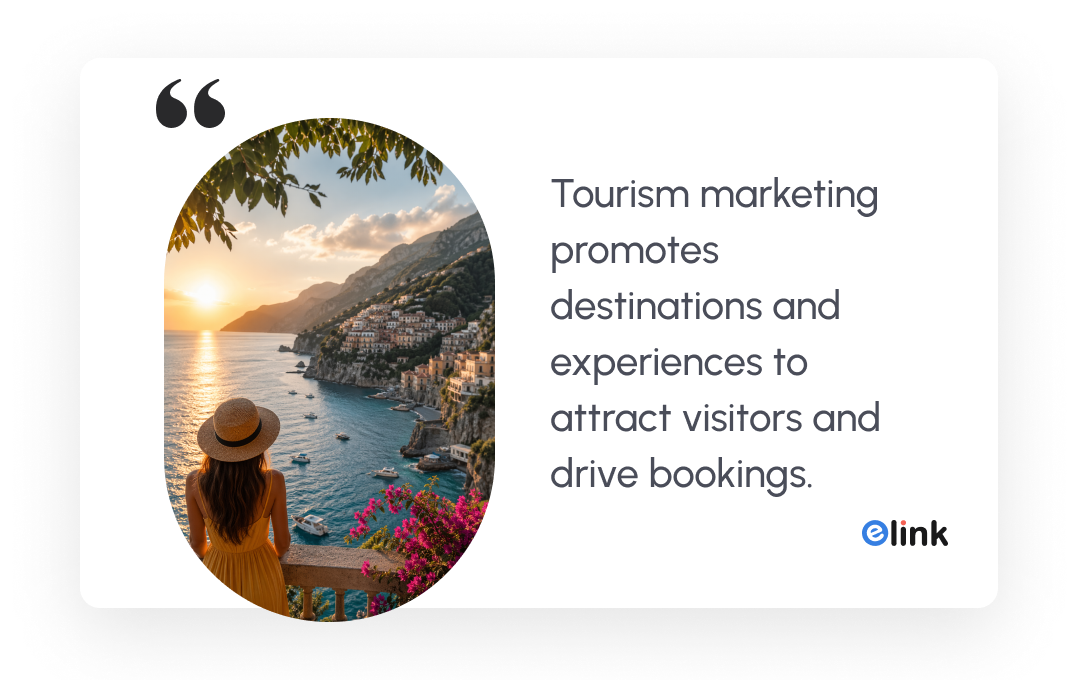 Tourism marketing promotes destinations and experiences to attract visitors and drive bookings