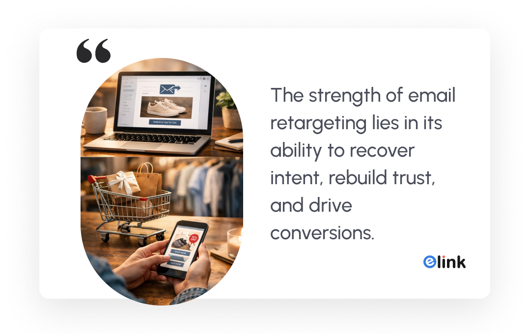 the strength of email retargeting lies in its ability to recover intent, rebuild trust, and drive conversions
