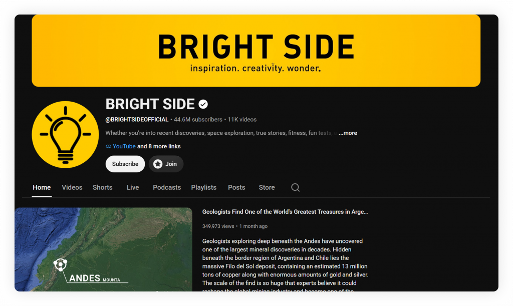 Brightside- YouTube banner example