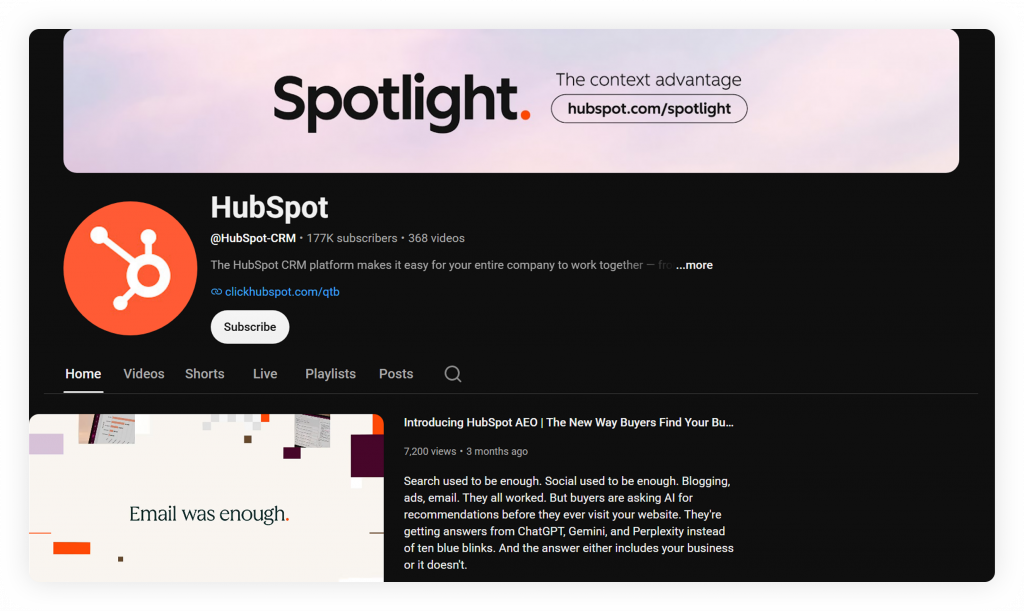hubspot-  YouTube banner example