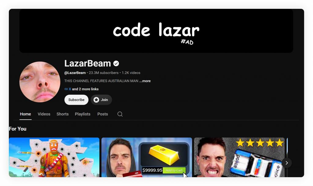 lazarbeam-  YouTube banner example