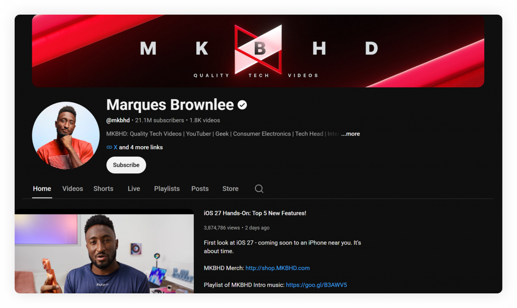 MKBHD-  YouTube banner example